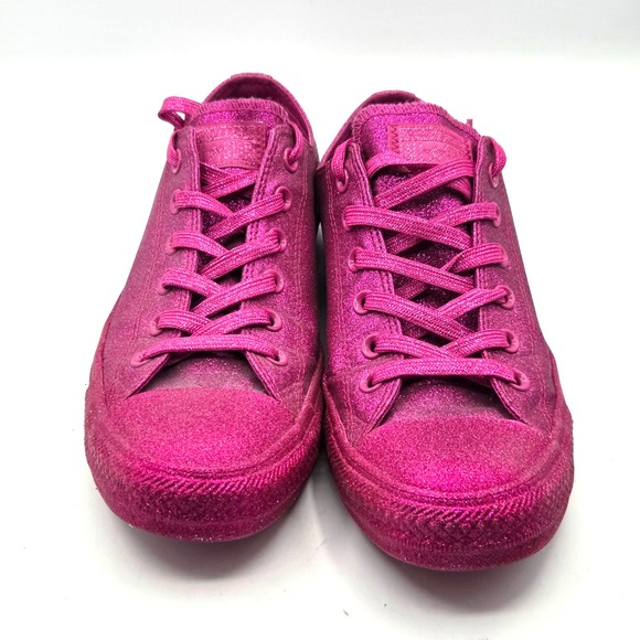 Converse Chuck Taylor All Star Low Fuchsia Glitter Size 8 In Men/ Size 10 Women - Picture 2 of 7